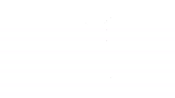 Ligne noire Grand lit pour deux ou une personne icône isolé sur fond blanc. Animation graphique de mouvement vidéo 4K — Video