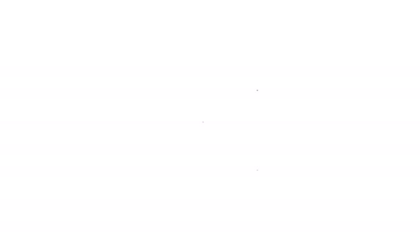 Черная линия рождественская варежка икона изолированы на белом фоне. Видеографическая анимация 4K — стоковое видео