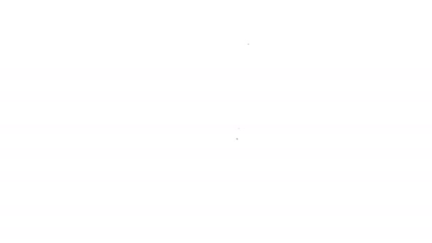 Zwarte lijn Valentijnsdag flyer met hart pictogram geïsoleerd op witte achtergrond. Feestposter sjabloon voor uitnodiging of wenskaart. 4K Video motion grafische animatie — Stockvideo