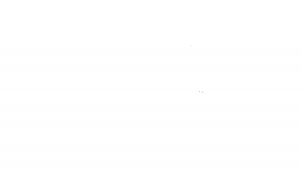 Zwarte lijn Bruidstaart met hart pictogram geïsoleerd op witte achtergrond. Valentijnsdag symbool. 4K Video motion grafische animatie — Stockvideo