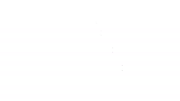 Línea negra Pastel de boda con icono del corazón aislado sobre fondo blanco. Símbolo de San Valentín. Animación gráfica de vídeo 4K — Vídeo de stock