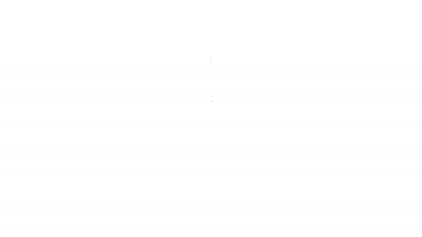 Черная линия Средневековый скованный булавой значок мяч изолирован на белом фоне. Средневековое оружие. Видеографическая анимация 4K — стоковое видео