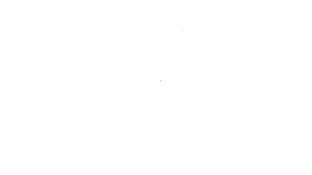 검은 선 캐슬 타워 아이콘은 흰색 배경에 분리되어 있다. 요새 표지판이야. 4K 비디오 모션 그래픽 애니메이션 — 비디오