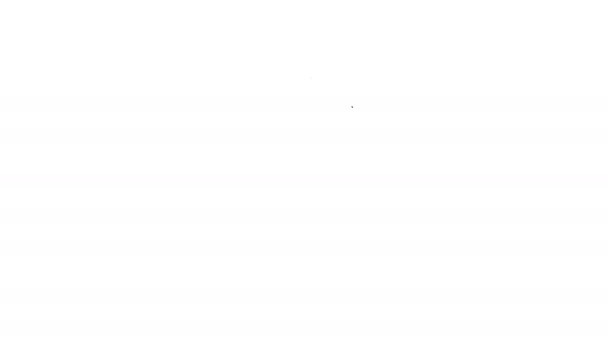 Línea negra Icono de bandera medieval aislado sobre fondo blanco. País, estado o territorio gobernado por un rey o una reina. Animación gráfica de vídeo 4K — Vídeo de stock