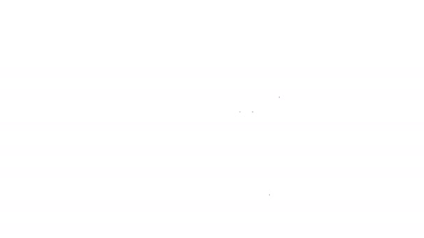 Linha preta Capacete de ferro medieval para ícone de proteção da cabeça isolado no fundo branco. Animação gráfica em movimento de vídeo 4K — Vídeo de Stock