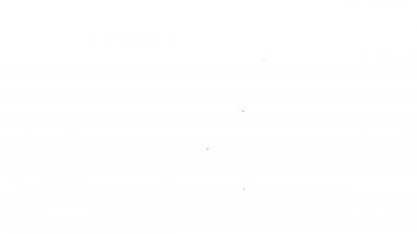 Siyah çizgi elektrikli soba ikonu beyaz arka planda izole edildi. Mutfak tabelaları. Dört daire ocağı olan bir hob. 4K Video hareketli grafik canlandırması