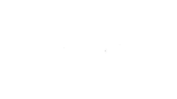 Linha preta Ícone de escorredor de cozinha isolado no fundo branco. Utensílio de cozinha. Sinal de talheres. Animação gráfica em movimento de vídeo 4K — Vídeo de Stock
