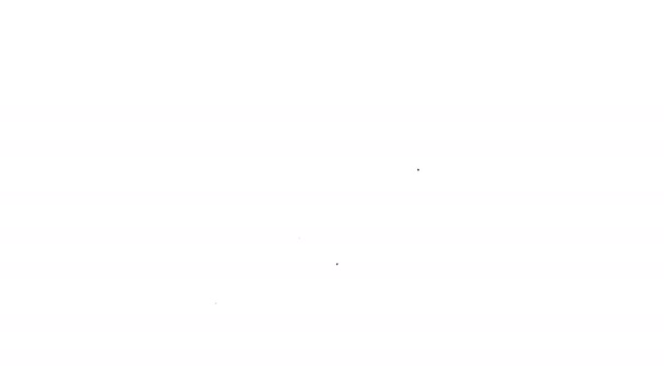 Svart linje Stekpanna ikon isolerad på vit bakgrund. Stek eller stekt mat symbol. 4K Video motion grafisk animation — Stockvideo