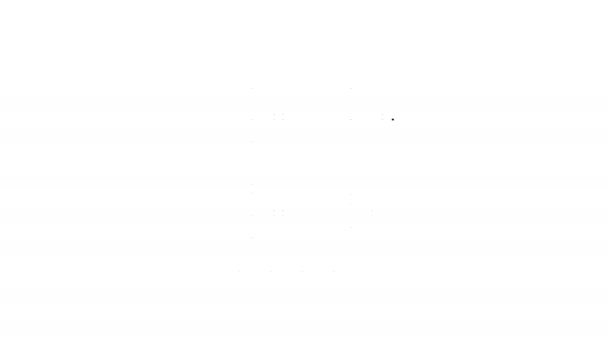 Czarna linia Ikona pieca gazowego izolowana na białym tle. Znak płyty grzewczej. Płyta z czterema palnikami okrężnymi. 4K Animacja graficzna ruchu wideo — Wideo stockowe