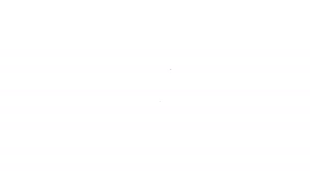 Línea negra Icono de horquilla para barbacoa aislado sobre fondo blanco. Cartel de tenedor para barbacoa. Barbacoa y parrilla. Animación gráfica de vídeo 4K — Vídeo de stock