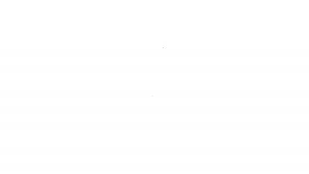 Černá čára Masový vrtulník ikona izolované na bílém pozadí. Kuchyňský nůž na maso. Řeznický nůž. Grafická animace pohybu videa 4K — Stock video
