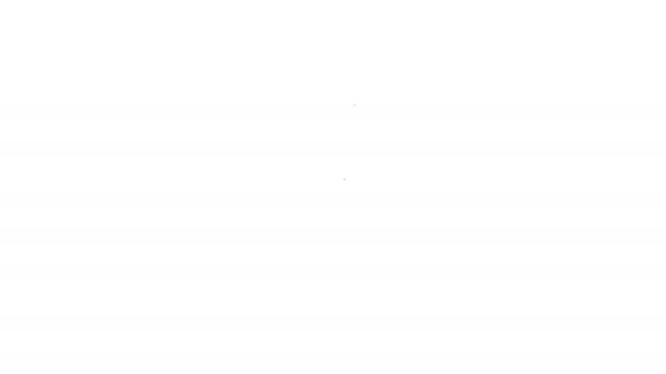 Línea negra Icono de cuchara aislado sobre fondo blanco. Utensil de cocina. Signo de cubertería. Animación gráfica de vídeo 4K — Vídeos de Stock