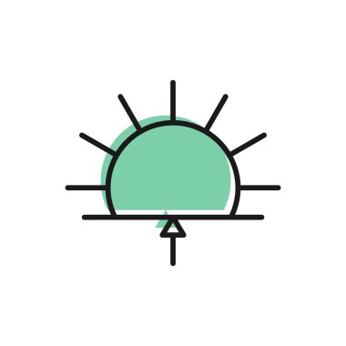 Siyah çizgi gündoğumu simgesi beyaz arkaplanda izole edildi. Vektör İllüstrasyonu