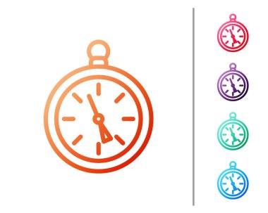 Kırmızı çizgi pusula simgesi beyaz arkaplanda izole edildi. Rüzgâr yön bulma sembolü. Rüzgar gül işareti. Renk simgelerini ayarla. Vektör İllüstrasyonu