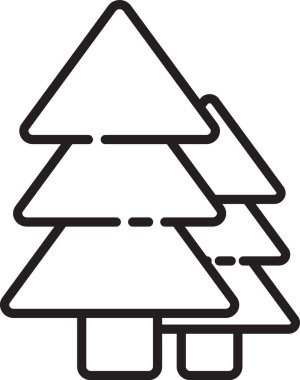 Beyaz arkaplanda siyah çizgi ağaç simgesi izole edildi. Orman sembolü. Vektör İllüstrasyonu