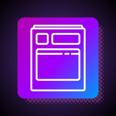 Beyaz çizgi Mutfak Bulaşık Makinesi simgesi siyah arka planda izole edilmiş. Kare renk düğmesi. Vektör İllüstrasyonu