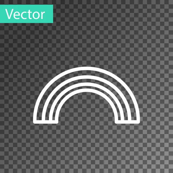 Línea blanca Icono del arco iris aislado sobre fondo transparente. Ilustración vectorial — Vector de stock