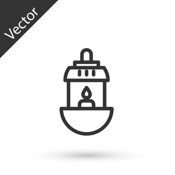 Grey line Ramadan Kareem lantern icon isolated on white background. Vector Illustration — Stock Vector