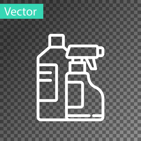 Bílá čára Plastové láhve na prací prostředek, bělidlo, mycí kapalina nebo jiná ikona čisticího prostředku izolované na průhledném pozadí. Vektorová ilustrace — Stockový vektor