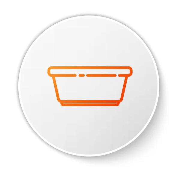 Orange line Plastic basin icon isolated on white background. Bowl with water. Washing clothes, cleaning equipment. White circle button. Vector Illustration — Stock Vector