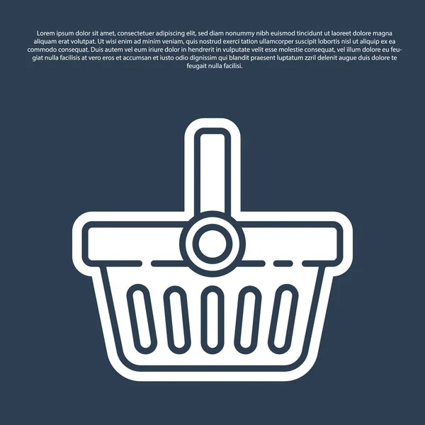 Modrá linka nákupní košík ikona je izolovaná na modrém pozadí. Koncepce nákupu online. Značka služby doručování. Symbol nákupního košíku. Vektorová ilustrace — Stockový vektor