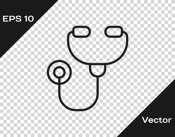 Black line Stethoscope medical instrument icon isolated on transparent background. Vector Illustration — Stock Vector