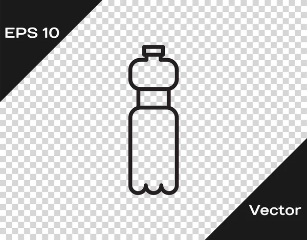 Línea negra Icono de botella de agua aislado sobre fondo transparente. Signo de bebida de soda aqua. Ilustración vectorial — Vector de stock