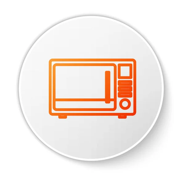 Orange line Microwave oven icon isolated on white background. Home appliances icon. White circle button. Vector Illustration — Stock Vector