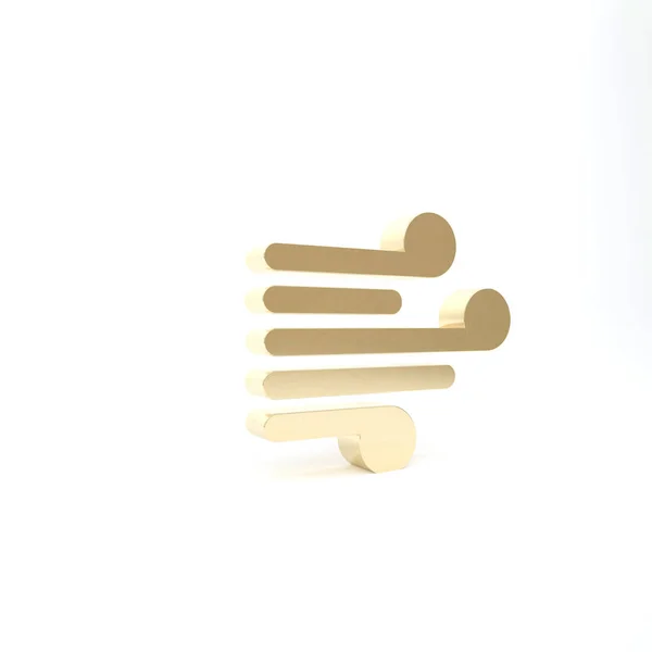 Ícone Vento Dourado Isolado Fundo Branco Tempo Ventoso Ilustração Render — Fotografia de Stock