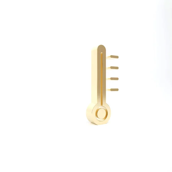 Gold Meteorology Thermometer Measuring Icon Isolated White Background Thermometer Equipment — Stock Photo, Image