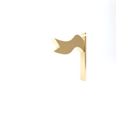 Altın Meteoroloji rüzgar gülü ikonu beyaz arka planda izole edilmiş. Rüzgâr Sock rüzgarın yönünü ve gücünü gösteriyor. 3d illüstrasyon 3B canlandırma