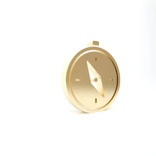Guldkompass Ikon Isolerad Vit Bakgrund Windrose Navigeringssymbol Vindrosa Tecken Återgivning — Stockfoto
