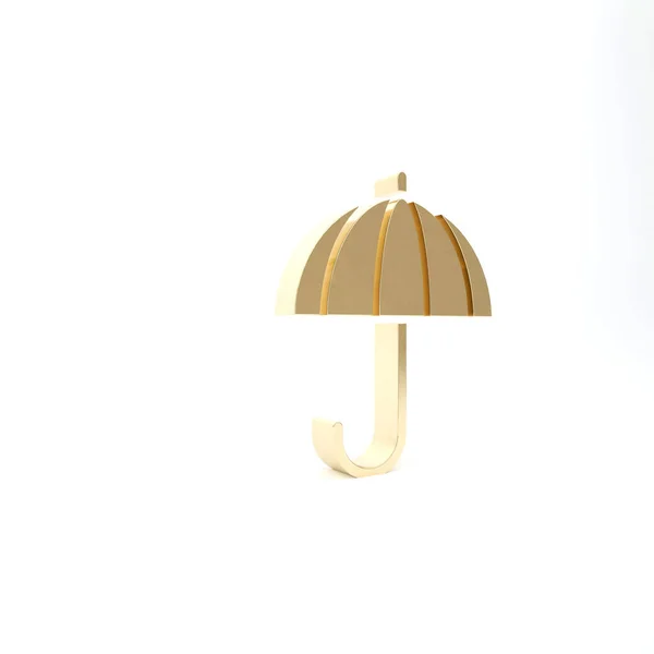Gold Classic Elegante Geopende Paraplu Pictogram Geïsoleerd Witte Achtergrond Regenbeschermingssymbool — Stockfoto