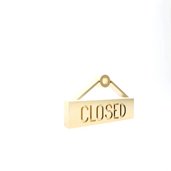 Gold Hanging Sign Text Closed Icon Isolated White Background Business — Stock Photo, Image