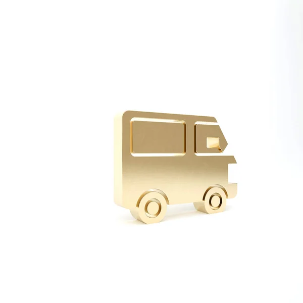 Gold Delivery Cargo Truck Vehicle Icon Isolated White Background Illustration Royalty Free Stock Photos