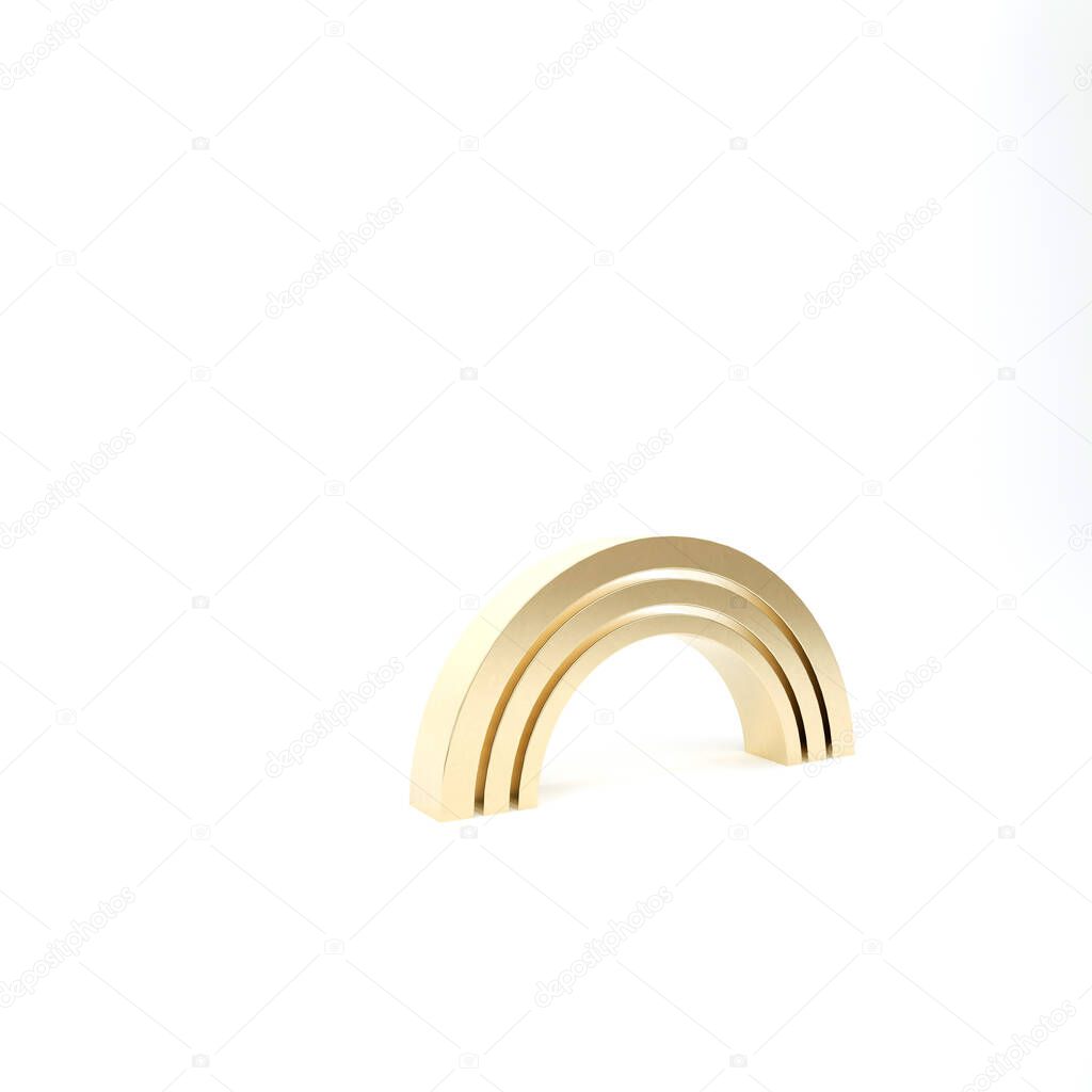 Gold Rainbow icon isolated on white background. 3d illustration 3D render