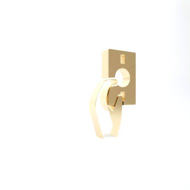 Altın El para ikonunu beyaz arka planda tutuyor. Dolar ya da USD sembolü. Nakit bankacılık tabelası. 3d illüstrasyon 3B canlandırma