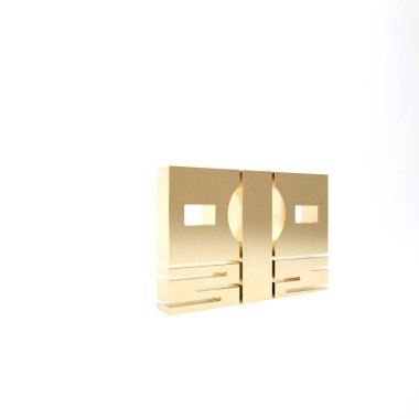 Gold Stacks kağıt para ikonu beyaz arka planda izole. Para desteleri. Para birimi. 3d illüstrasyon 3B canlandırma