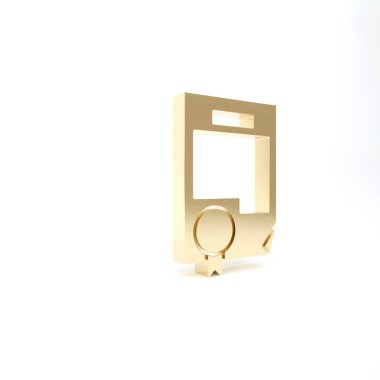 Altın Sertifika şablon simgesi beyaz arkaplanda izole edildi. Başarı, ödül, diploma, burs, diploma. İş başarısı sertifikası 3d illüstrasyon 3d canlandırma