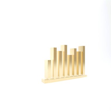 Beyaz arkaplanda izole edilmiş Gold Pie grafik bilgi simgesi. Diyagram çizelgesi. 3d illüstrasyon 3B canlandırma