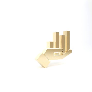 Beyaz arkaplanda izole edilmiş Gold Pie grafik bilgi simgesi. Diyagram çizelgesi. 3d illüstrasyon 3B canlandırma