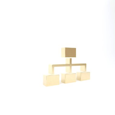 Altın İş Hiyerarşisi organogram grafiksel bilgi simgesi beyaz arkaplanda izole edildi. Kurumsal yapı grafik elementleri. 3d illüstrasyon 3B canlandırma