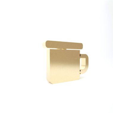 Altın Kamp Metal sabıka simgesi beyaz arka planda izole edildi. 3d illüstrasyon 3B canlandırma