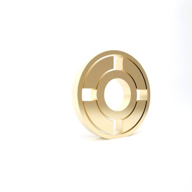 Beyaz arkaplanda altın kül tablası simgesi izole edildi. 3d illüstrasyon 3B canlandırma