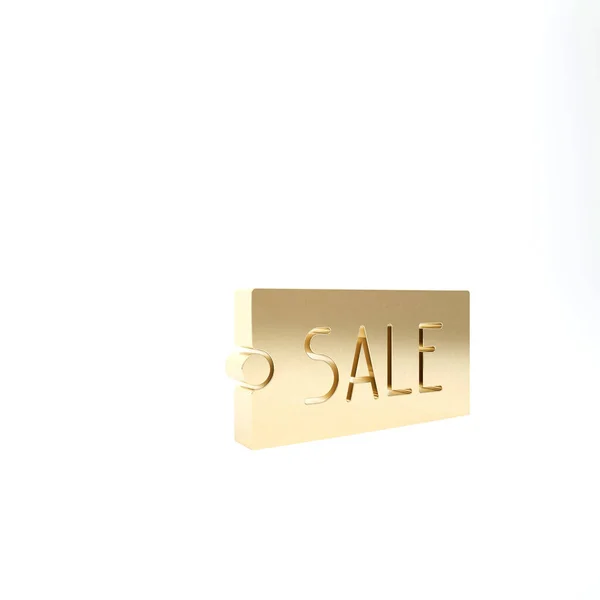 Золота Ціна Тег Написом Піктограма Продажу Ізольована Білому Тлі Значок — стокове фото