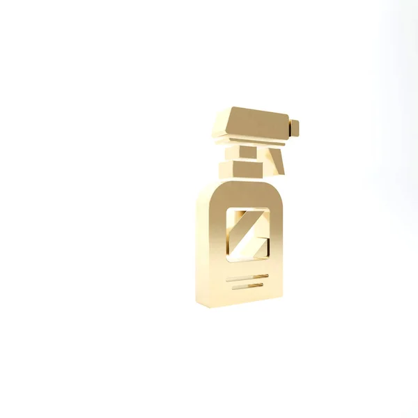 Botella Pistola Peluquería Oro Con Icono Agua Aislado Sobre Fondo — Foto de Stock