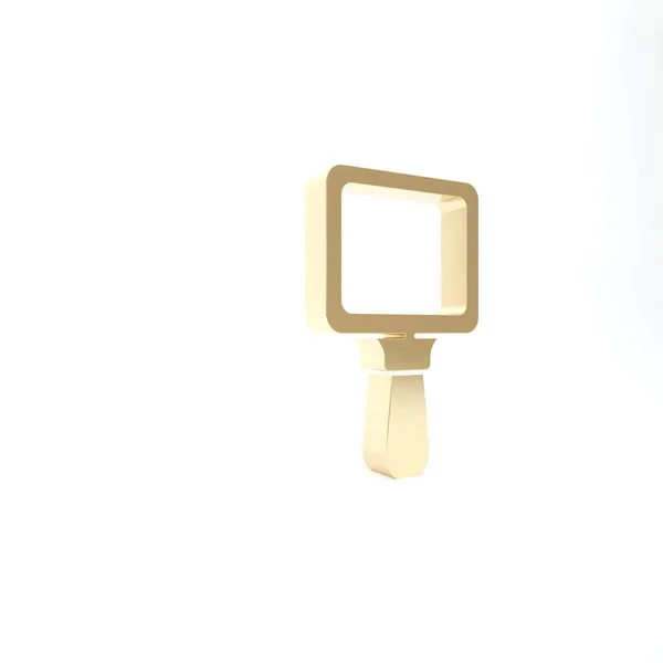 Χρυσό Χέρι Εικονίδιο Καθρέφτη Απομονώνονται Λευκό Φόντο Απεικόνιση Καθιστούν — Φωτογραφία Αρχείου
