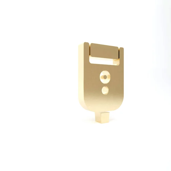Gold Electric razor blade for men icon isolated on white background. Electric shaver. 3d illustration 3D render