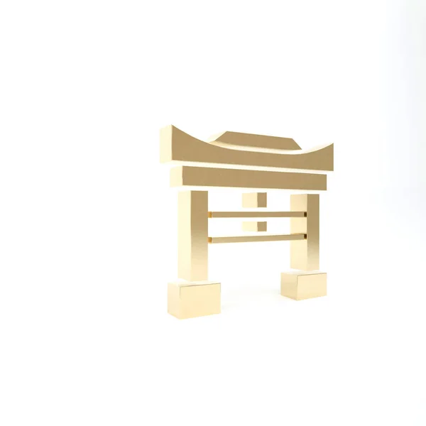 Gold Japan Gate Ikonen Isolerad Vit Bakgrund Torii Grindskylt Japansk — Stockfoto