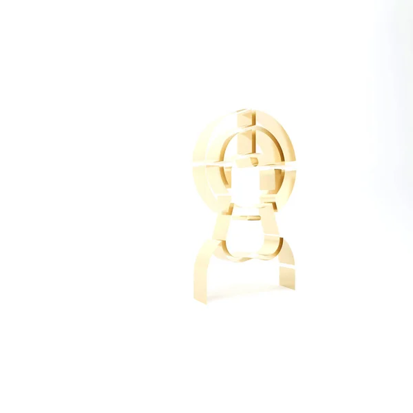 黄金のイエス キリストのアイコンは 白い背景に隔離されました 3Dイラスト3Dレンダリング — ストック写真